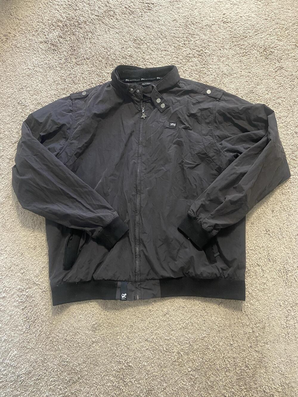 LRG Jacket Mens 3XL Black Microfiber Bomber Full Zip Stand Collar Lightweight